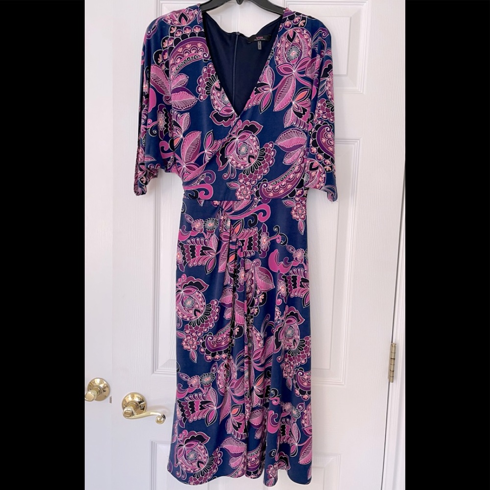 Trina Turk Blue with Pink and Purple Paisley Dress